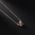 Rose gold tone LOVE pendant necklace with sparkling rhinestones, elegant clavicle chain jewelry. - LOVE Gold White