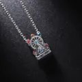 Collana con ciondolo ruota panoramica in argento e strass colorati, regalo romantico da donna. - Ruota Panoramica