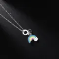 Elegante collana in argento con ciondolo arcobaleno e nuvola in smalto colorato donna. - Argento Arcobaleno
