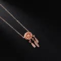 Rose gold dreamcatcher pendant necklace with delicate feathers for women fashion jewelry - Dreamcatcher Rose Gold