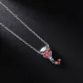 Delicate hot air balloon pendant necklace with silver chain and vibrant enamel colors for women. - Hot Air Balloon Silver Red