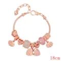 Rose gold charm bracelet with pink beads and shell pendants sweet romantic jewelry gift. - Rose Heart / 18cm