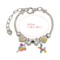 Braccialetto con ciondoli colorati fai da te per bambini, lunghezza regolabile 18+5cm. - Stile Cuore (S250) / 16cm