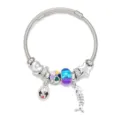 Bracelet charm DIY en acier inoxydable avec pendentif masque clown et squelette de poisson. - Style Masque Clown Arête