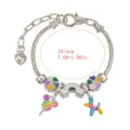 Bracciale charm argento bambini con ciondoli smaltati colorati arcobaleno e lecca lecca regolabile. - Stile Fiore (S250) / 18cm