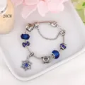 Bracciale con ciondoli in cristallo blu e ciondolo fiocco di neve catena serpente 20cm - 20cm