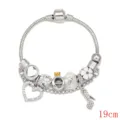 Bracciale con ciondoli tacco alto cuore e perle di cristallo donna fai da te di 19cm - 18cm / Bianco