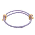 Bracciale in pelle intrecciata viola con chiusura metallica dorata regolabile stile - Viola