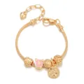 Bracciale a serpente dorato con charm del segno zodiacale Gemelli e perline eleganti. - Gemini