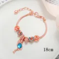 Bracciale con ciondolo fenicottero in oro rosa e cuore blu 18cm nuovo stile moda - 18cm / Blu
