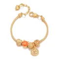 Gold zodiac charm bracelet with orange libra bead and snake chain for women jewelry gift - Libra