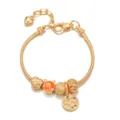 Gold zodiac charm bracelet with snake chain and orange Scorpio bead for women accessory fashion. - Scorpio