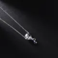 Silver chain necklace featuring a cute blue and white enamel hot air balloon house pendant. - Hot Air Balloon Silver Blue