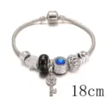 Bracciale con ciondoli argento 18cm perla cristallo blu e chiave pendente variante elegante - 18cm / Blu