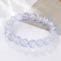 Bracciale di perle in cristallo crepato 10mm pietra viola gioielli elastici donna dettaglio - Blu