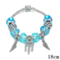 Bracciale di perle di cristallo alla moda con ciondolo piuma e acchiappasogni, 18cm. - 18cm / Blu lago