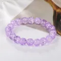 Bracciale di perle in cristallo crepato viola, gioiello di moda pietra rotonda elegante. - Viola