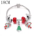 Christmas Charm Bracelet Variant with Red Beads and Festive Candy Cane Pendants Size 18CM - S092-18CM