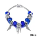 Bracciale charm argentato con perline di cristallo blu e ciondolo acchiappasogni 18cm - 19cm / Blu Zaffiro