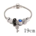 Bracciale con ciondoli in argento stile Pandora con ciondolo chiave e perle di cristallo 19cm - 19cm / Blu