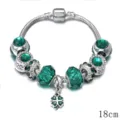 Incantevole bracciale a catena di serpente con trifoglio in cristallo verde e perle. - 18cm / Verde