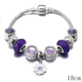 Bracciale con ciondoli in argento con perline viola e margherita, gioiello DIY 18cm - 20cm / Viola