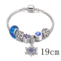 Bracciale con ciondoli in argento donna pendente fiocco di neve perle cristallo gioielli 19cm - Blu / 19cm