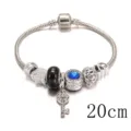 Mooie zilveren bedelarmband met blauwe kristal kralen en sleutel maat 20cm voor dames - 20cm / Blauw