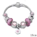 Bracciale in argento snake DIY con perline di cristallo rosa e ciondolo margherita. - 18cm / Rosa