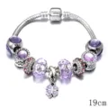 Bracciale con ciondoli in argento con perline viola e pendente a trifoglio, gioiello DIY. - 18cm / Viola