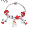Bracciale con ciondoli di Natale 20cm catena serpente in argento con Babbo Natale e perle - S098-20CM