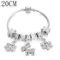 Christmas charm bracelet with silver snake chain, snowflake and reindeer pendants. - S103-20CM