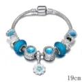 Bracciale con Ciondoli Blu Catena Serpe Argento Pendente Margherita 19cm Gioiello DIY. - 19cm / Blu