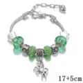 Bracciale a catena serpente DIY in stile europeo con perline di cristallo verde e unicorno. - Catena di estensione 17+5cm / Verde