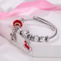 Edelstahl DIY Charms Armband mit rotem Pferd Anhänger und glänzenden Kristallen Schmuck. - Einhorn Rot