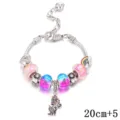 Bracciale charms con unicorno fai da te per bambini con perle di vetro rosa blu catena 20cm - Catena di estensione 20+5cm / Multicolore Corpo Intero
