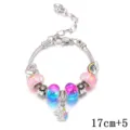 Bracciale charms bambina DIY con perline vetro sfumato e ciondolo unicorno, regolabile 17+5cm. - Catena di estensione 17+5cm / Fibbia Multicolore