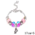 Bracciale con catena a serpente DIY alla moda con unicorno e perline di vetro rosa blu 17cm+5 - Catena di estensione 17+5cm / Multicolore Corpo Intero