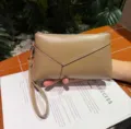 Genuine leather wristlet clutch bag for women, retro casual phone purse and coin pouch. - Apricot