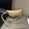 Bolso cruzado de cuero con diseño de cruasán minimalista, elegante bolso de hombro. - Albaricoque