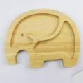 Cute elephant shaped bamboo serving tray, perfect for snacks, fruits, and desserts, durable. - Elephant