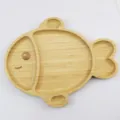 Cute cartoon fish shaped bamboo partitioned serving tray for fruits and snacks detail view - Small Fish