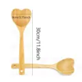 Set di cucchiai di legno a forma di cuore, utensile da cucina in bambù naturale per insalata. - 30x8x1.2cm