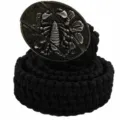 Men tactical woven canvas belt with scorpion metal buckle casual military waist belt - Black