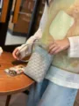 Gewebte Handytasche Lammleder Umhaengetasche kleine Lederhandtasche taegliche Schultertasche - 14*5*20cm / Grau