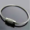 Stainless steel wire keychain multi-functional steel cable loop keyring portable ring - Round / Steel