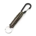 Outdoor tactical paracord keychain with durable metal carabiner and keyring for camping hiking. - Camouflage