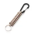 Outdoor paracord keychain with black carabiner and metal key ring for daily and camping use - Desert