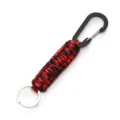 Red and black paracord keychain with carabiner and ring, durable outdoor woven key holder. - Red Camouflage