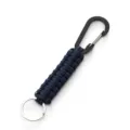 Outdoor paracord keychain with black carabiner and silver ring, durable everyday carry tool. - Navy Blue